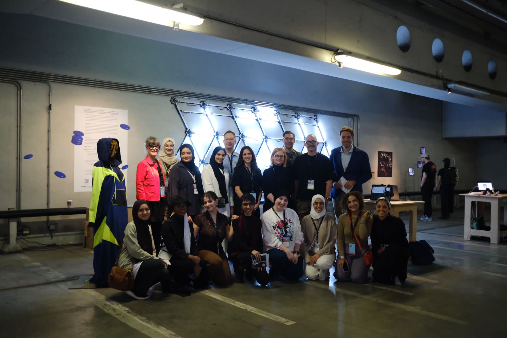 a Group Photo of the vcu arts qatar team at Ars Electronica 
