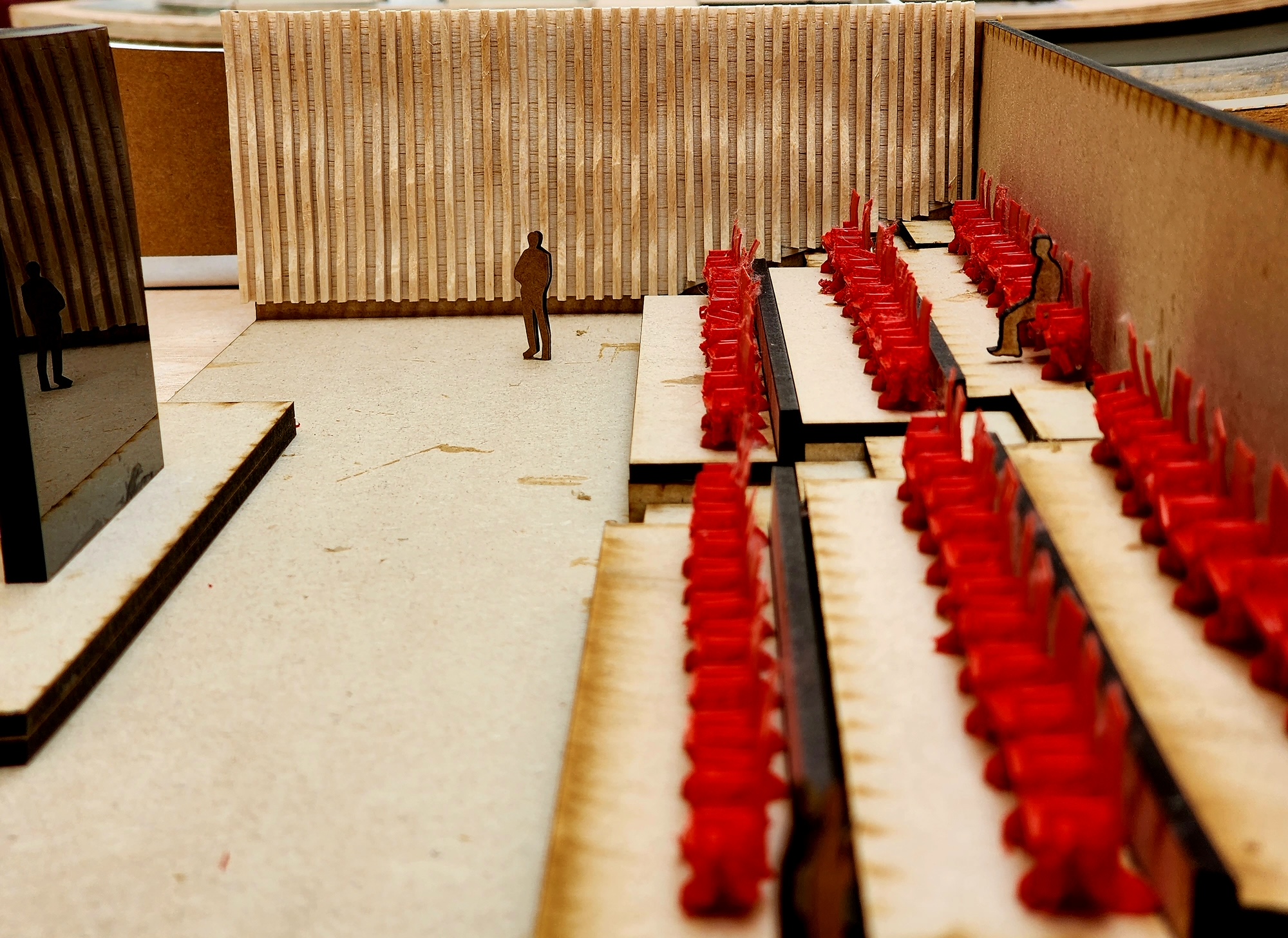 close up of an interior design model of an auditorium