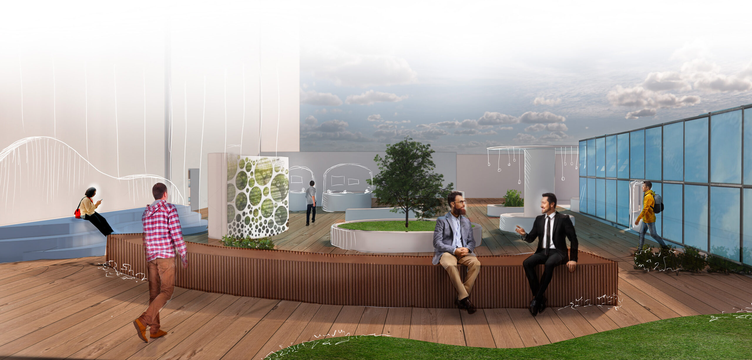 Doaa Emam, Thesis Project Ray’aan, Communal Rooftop Center, Mixed Digital Media, 2024 2400x1150