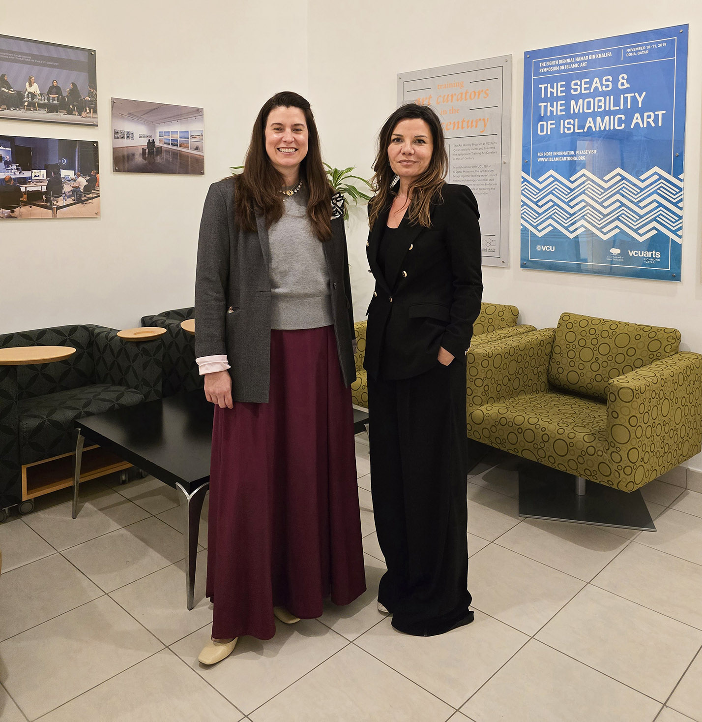 Jenny Maranca , the Art Collection Manager for the Alfardan Group , and Jennifer Bishop , the Representative Consultant for Christies in Qatar in the Art History offices 