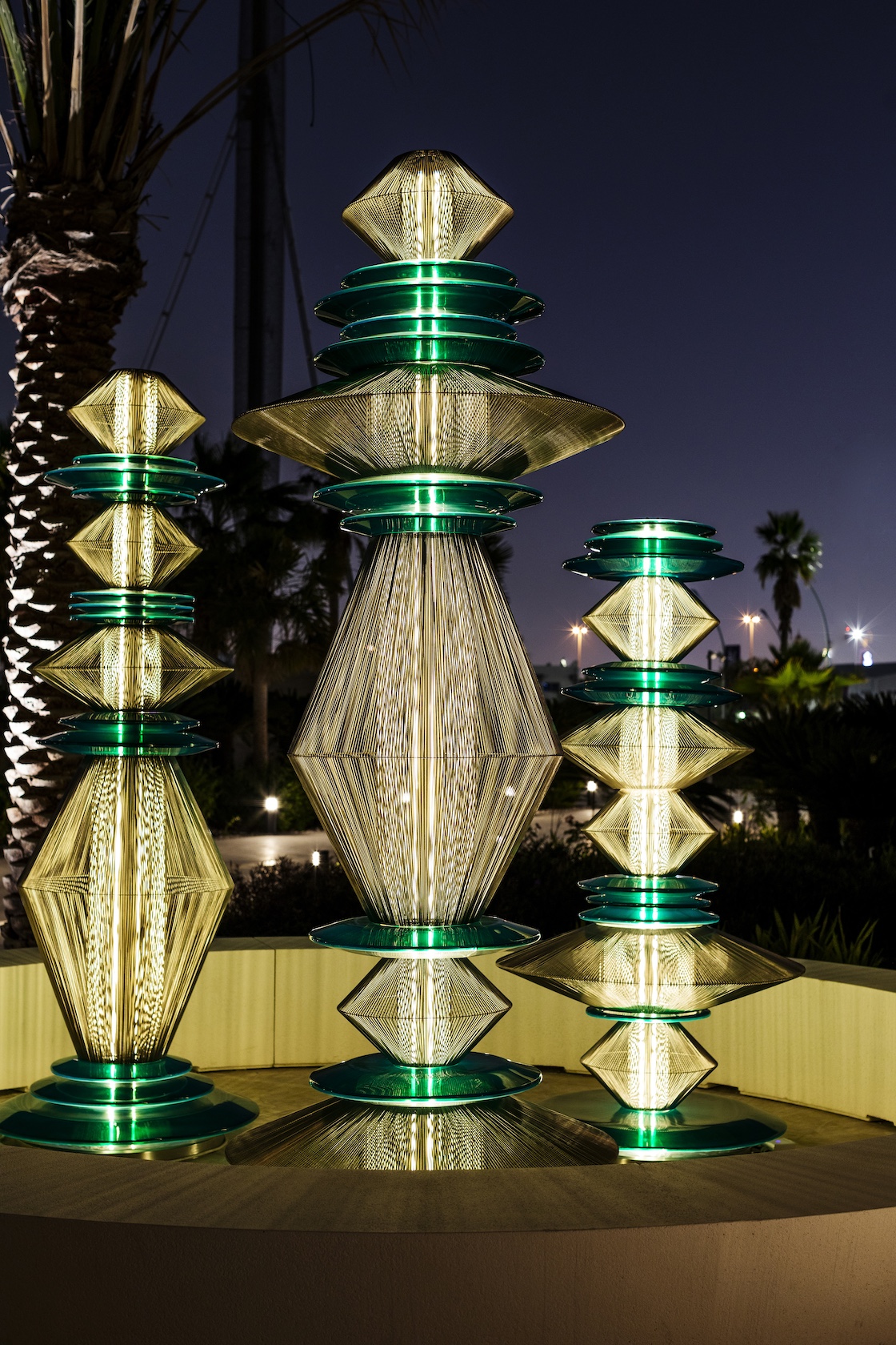 Ripples Of Hope by Asma Derouiche at Al Mujadilah . The photo shows three of the sculptures